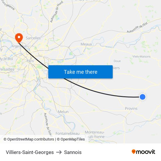 Villiers-Saint-Georges to Sannois map