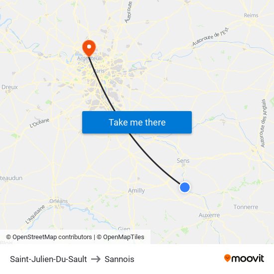 Saint-Julien-Du-Sault to Sannois map