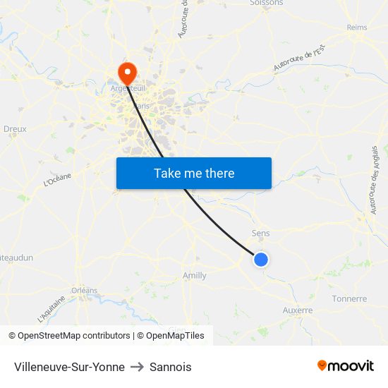 Villeneuve-Sur-Yonne to Sannois map