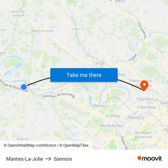 Mantes-La-Jolie to Sannois map