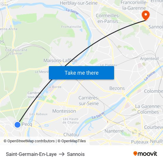 Saint-Germain-En-Laye to Sannois map