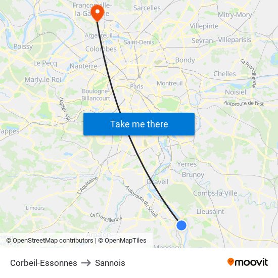 Corbeil-Essonnes to Sannois map