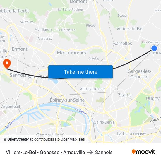 Villiers-Le-Bel - Gonesse - Arnouville to Sannois map