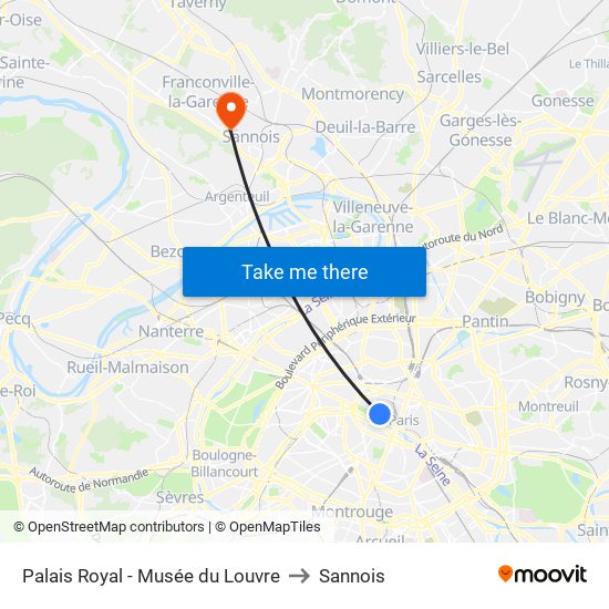 Palais Royal - Musée du Louvre to Sannois map