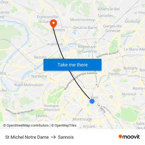 St Michel Notre Dame to Sannois map