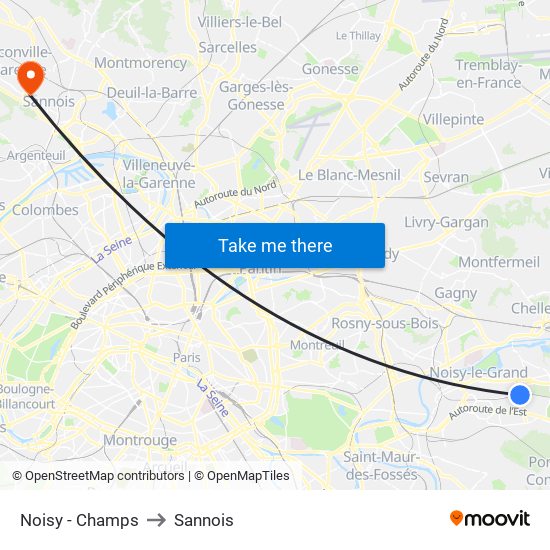 Noisy - Champs to Sannois map