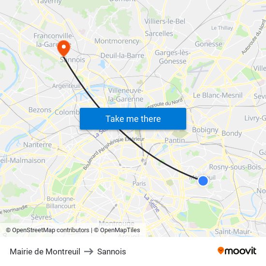 Mairie de Montreuil to Sannois map