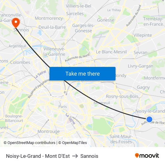 Noisy-Le-Grand - Mont D'Est to Sannois map