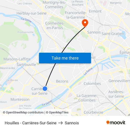 Houilles - Carrières-Sur-Seine to Sannois map