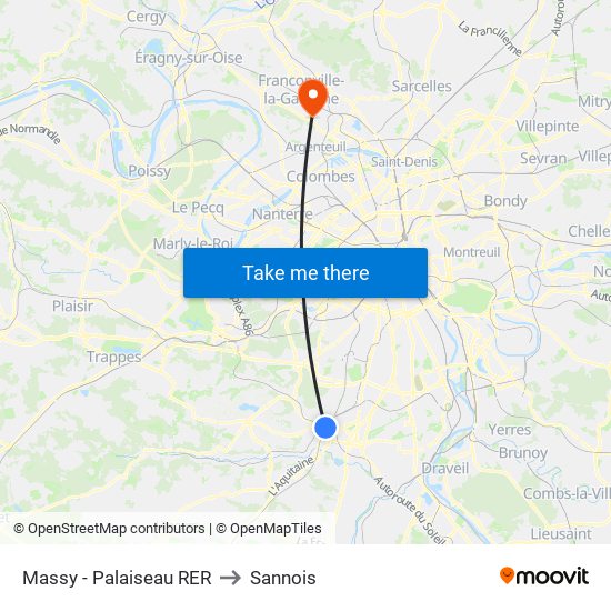 Massy - Palaiseau RER to Sannois map