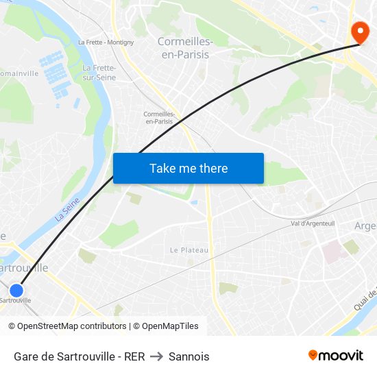 Gare de Sartrouville - RER to Sannois map