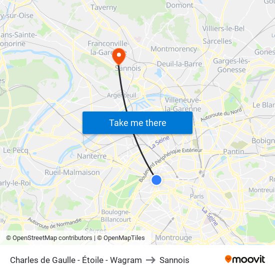 Charles de Gaulle - Étoile - Wagram to Sannois map