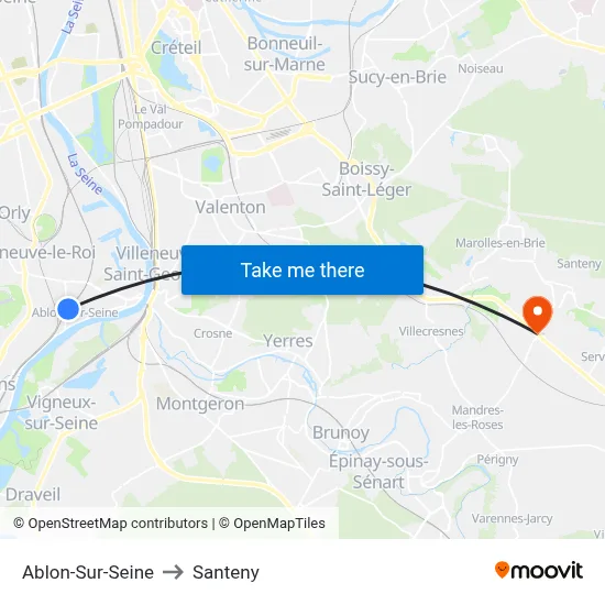 Ablon-Sur-Seine to Santeny map