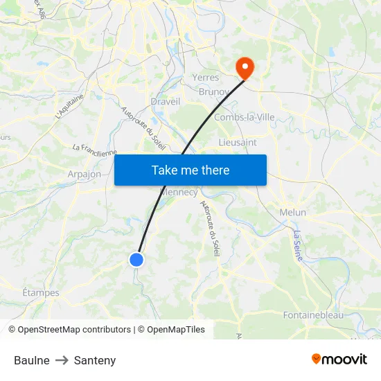 Baulne to Santeny map