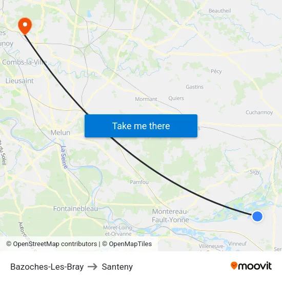 Bazoches-Les-Bray to Santeny map