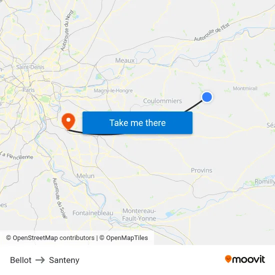 Bellot to Santeny map