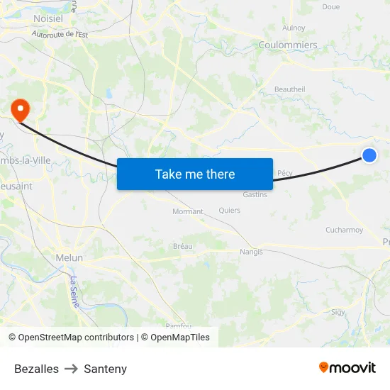 Bezalles to Santeny map