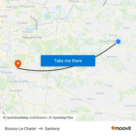 Boissy-Le-Chatel to Santeny map