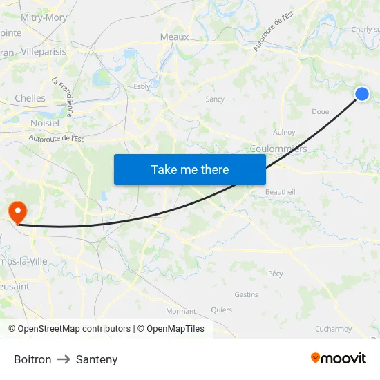 Boitron to Santeny map