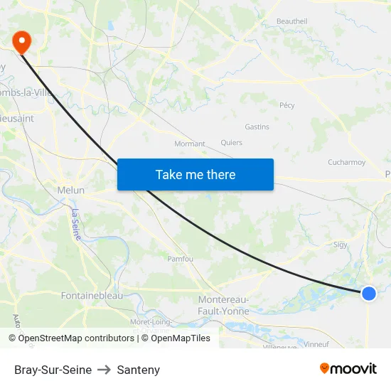 Bray-Sur-Seine to Santeny map