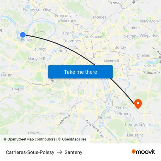 Carrieres-Sous-Poissy to Santeny map