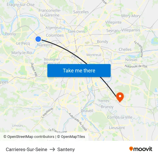 Carrieres-Sur-Seine to Santeny map