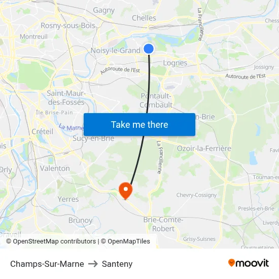 Champs-Sur-Marne to Santeny map