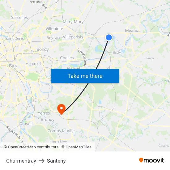 Charmentray to Santeny map