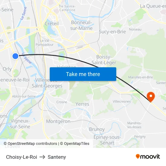 Choisy-Le-Roi to Santeny map