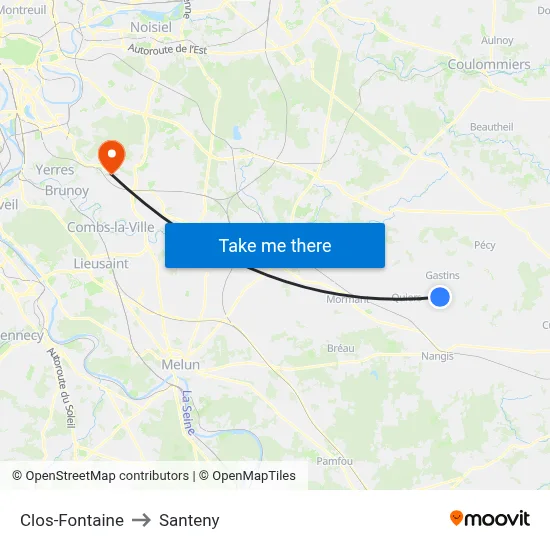 Clos-Fontaine to Santeny map
