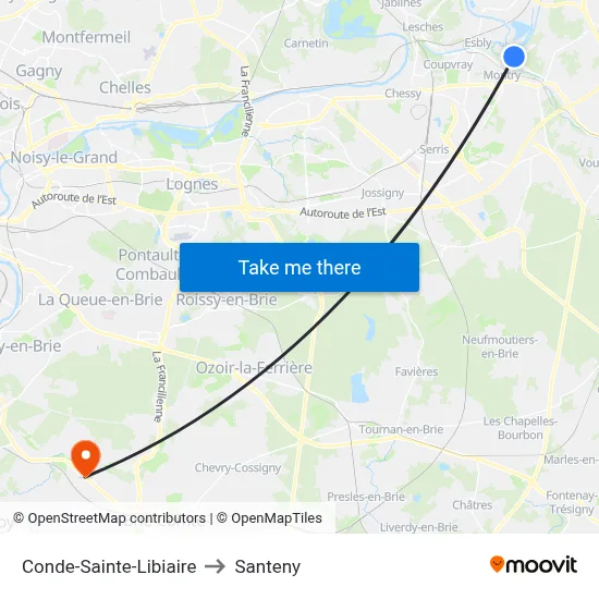 Conde-Sainte-Libiaire to Santeny map