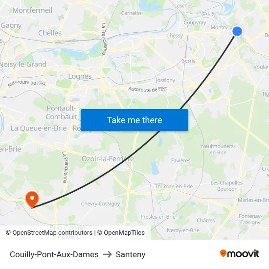 Couilly-Pont-Aux-Dames to Santeny map