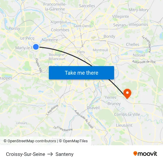 Croissy-Sur-Seine to Santeny map