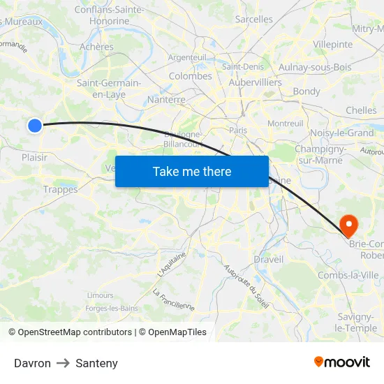 Davron to Santeny map