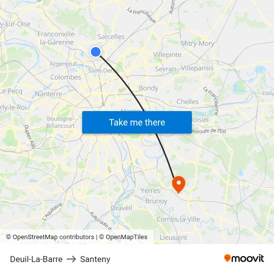Deuil-La-Barre to Santeny map