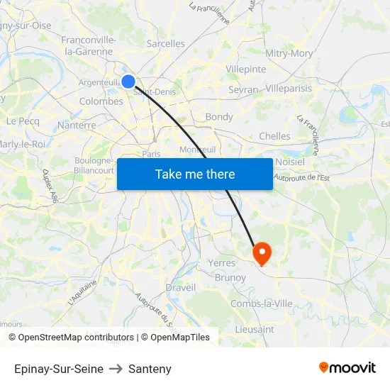 Epinay-Sur-Seine to Santeny map