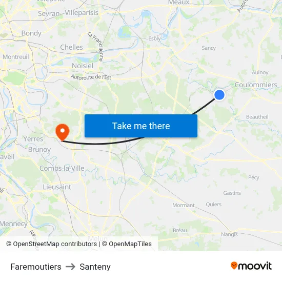 Faremoutiers to Santeny map