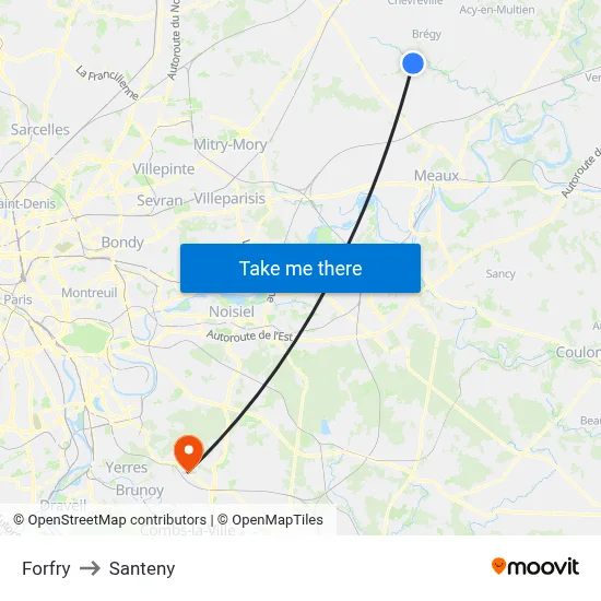 Forfry to Santeny map