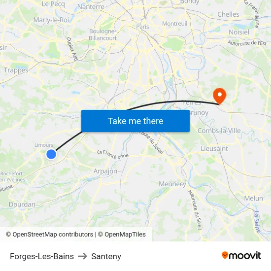 Forges-Les-Bains to Santeny map