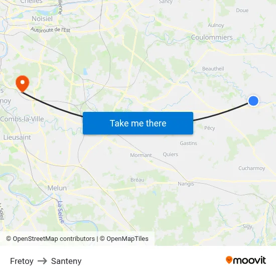 Fretoy to Santeny map