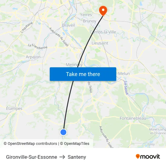 Gironville-Sur-Essonne to Santeny map
