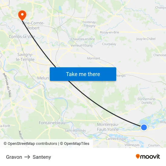 Gravon to Santeny map