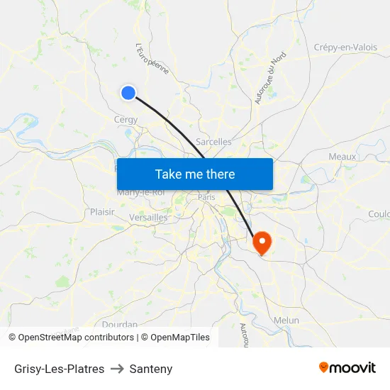 Grisy-Les-Platres to Santeny map