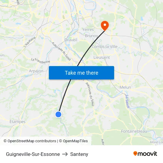 Guigneville-Sur-Essonne to Santeny map