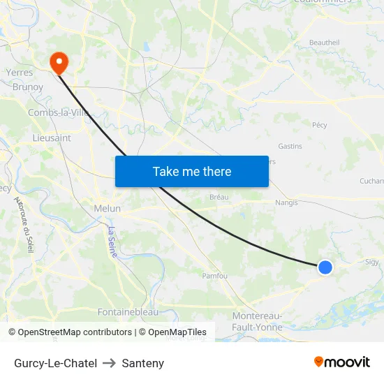 Gurcy-Le-Chatel to Santeny map
