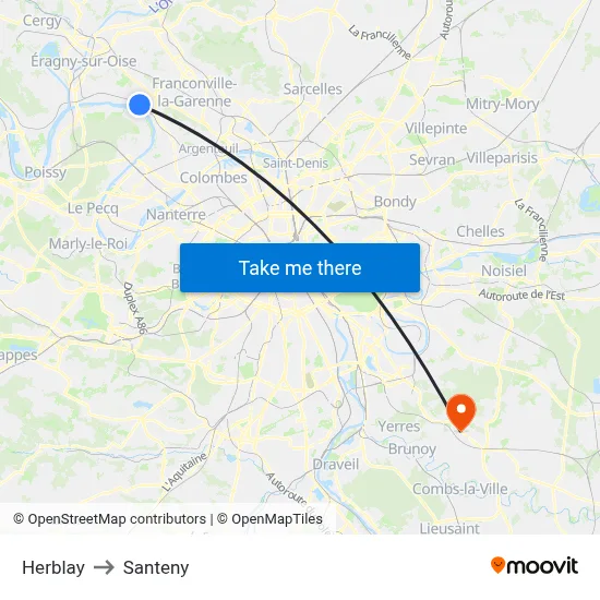 Herblay to Santeny map