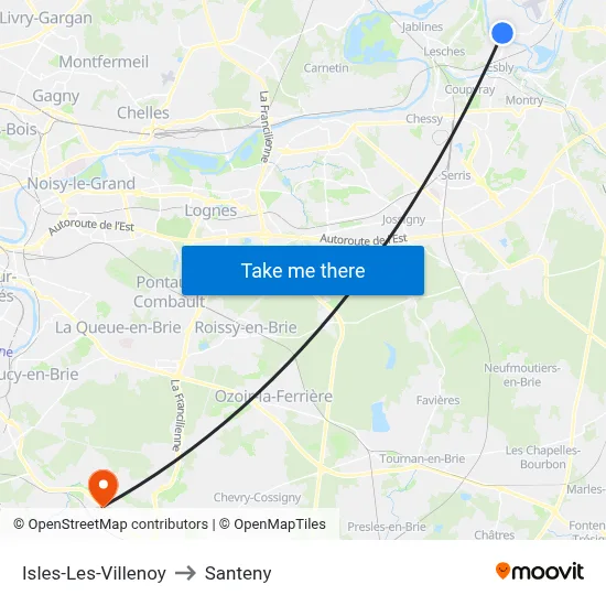Isles-Les-Villenoy to Santeny map