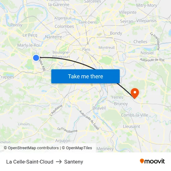 La Celle-Saint-Cloud to Santeny map