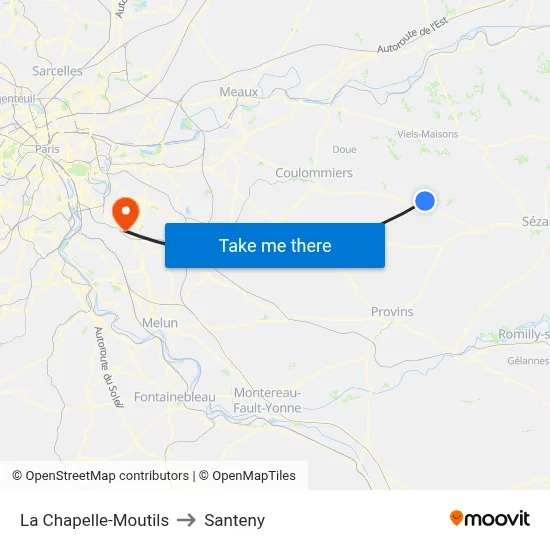 La Chapelle-Moutils to Santeny map