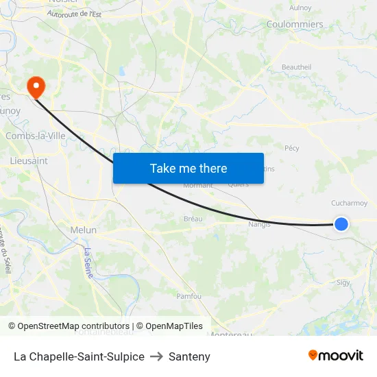 La Chapelle-Saint-Sulpice to Santeny map